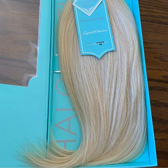 Halo Couture Halo Hair Extensions 18 inches Layered #60 Platinum Blonde Halo - Picture 5 of 16